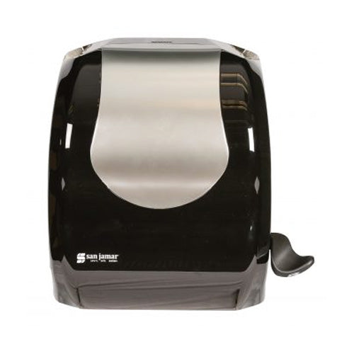 San Jamar Tear-N-Dry Essence Automatic Paper Towel Dispenser – Touchless, 10-inch Towels, Black Plastic – For Bathrooms & Kitchens