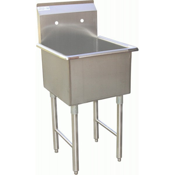 24x24 Single Compartment Stainless Steel Sink with Drainboard