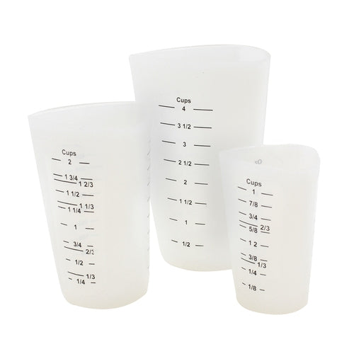 Tablecraft Flexible Measuring Cups, Silicone, Set of 3, Includes: 1, 2