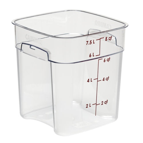 Cambro 8SFSPROCW135 CamSquare FreshPro Food Container, 8 Quart, Clear with Red Graduation
