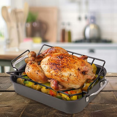 Kitchen Roasting Pro V-Shaped Wire Roasting Rack, Nonstick, 16" x 10.25" x 4"