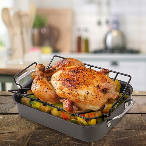 Kitchen Roasting Pro V-Shaped Wire Roasting Rack, Nonstick, 16" x 10.25" x 4"