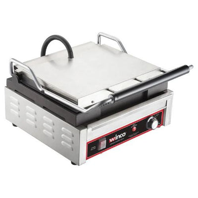 Winco EPG-1C Single Ribbed Plate 14" Panini Grill, 120V