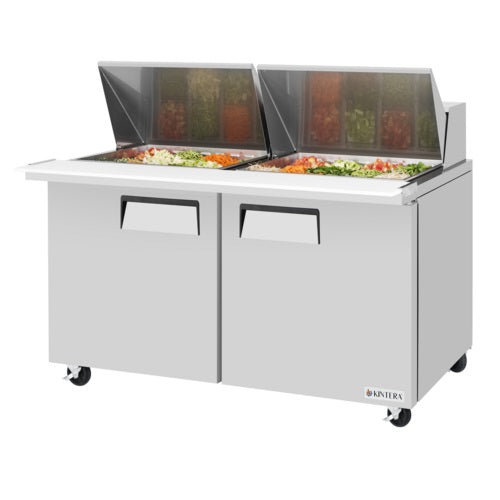 Kintera KS60MTZ Mega-Top Salad / Sandwich Refrigerator, Two-Section, 60" Wide