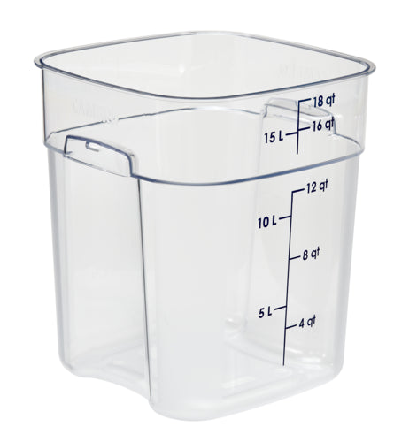 Cambro 18SFSPROCW135 CamSquare FreshPro Food Container, 18 Quart, Clear with Blue Graduation