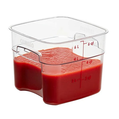 Cambro 6SFSPROCW135 CamSquare FreshPro Food Container, 6 Quart, Clear with Red Graduation