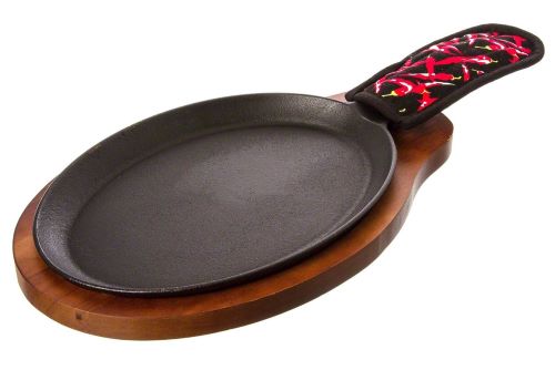 15" Cast Iron Fajita Set (Includes Wood Underliner)