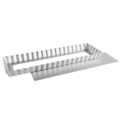 Fat Daddio PFT-1375 Fluted Tart Pan w/ False Bottom, 13.75" x 4.25" Rectangle