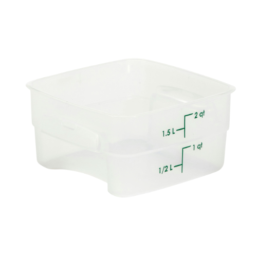 Cambro CamSquare FreshPro 2SFSPROPP Food Container, 2 Quart, Translucent with Green Graduation, Case of 6