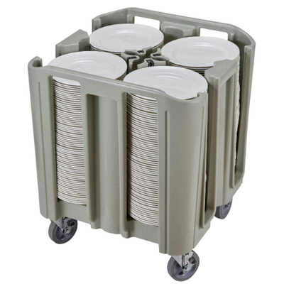 Cambro ADSC480 S-Series Dish Caddy for 4-5/8" to 12" Round Dishes, 4 Towers, Speckled Grey