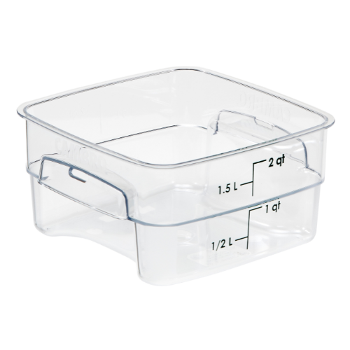 Cambro CamSquare FreshPro 2SFSPROCW Food Container, 2 Quart, Clear with Green Graduation, Case of 6