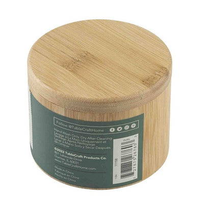 Tablecraft 11158 Round Bamboo Salt Box, with Spoon, 6 oz.