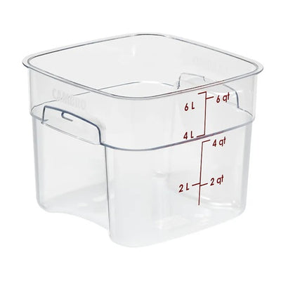 Cambro 6SFSPROCW135 CamSquare FreshPro Food Container, 6 Quart, Clear with Red Graduation