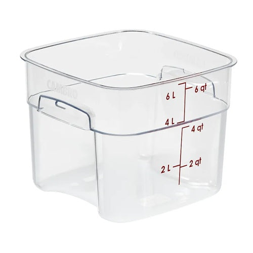 Cambro 6SFSPROCW135 CamSquare FreshPro Food Container, 6 Quart, Clear with Red Graduation