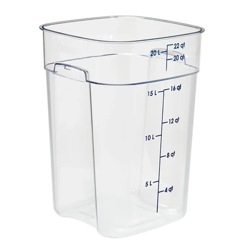 Cambro 22SFSPROCW135 CamSquare FreshPro Food Container, 22 Quart, Clear with Blue Graduation
