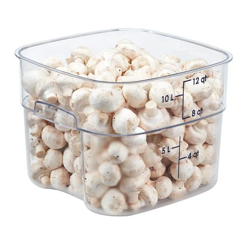 Cambro 12SFSPROCW135 CamSquare FreshPro Food Container, 12 Quart, Clear with Blue Graduation