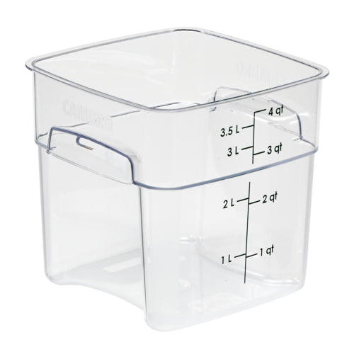 Cambro 4SFSPROCW135 CamSquare FreshPro Food Container, 4 Quart, Clear with Green Graduation