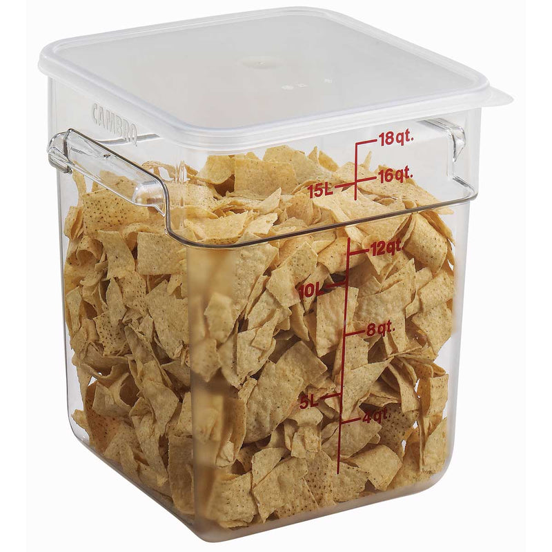 Culinary Essentials by Cambro 18SFSCW135 CamSquare Camwear Storage Container, Clear, 18 qt.