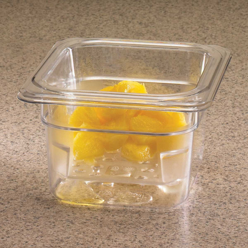 Cambro 63CLRCW135 Camwear 1/6 Size Colander Food Pan, Clear, 3" Deep