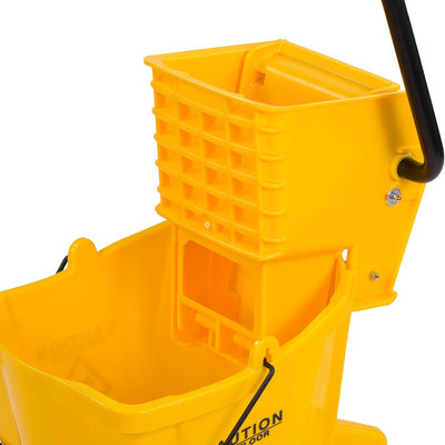 Carlisle 3690804 Flo-Pac Mop Bucket w/ Side Press Wringer, Yellow, 26 qt.