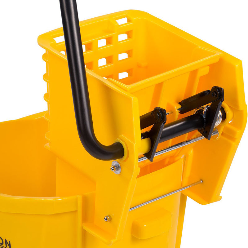 Carlisle 3690804 Flo-Pac Mop Bucket w/ Side Press Wringer, Yellow, 26 qt.