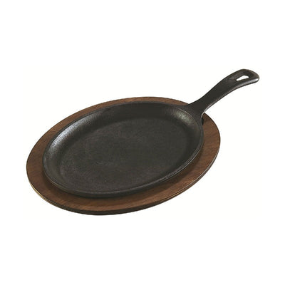 Lodge LOS3 Oval Cast Iron Serving Griddle w/ Handle, Seasoned, 10" x 7-1/2"