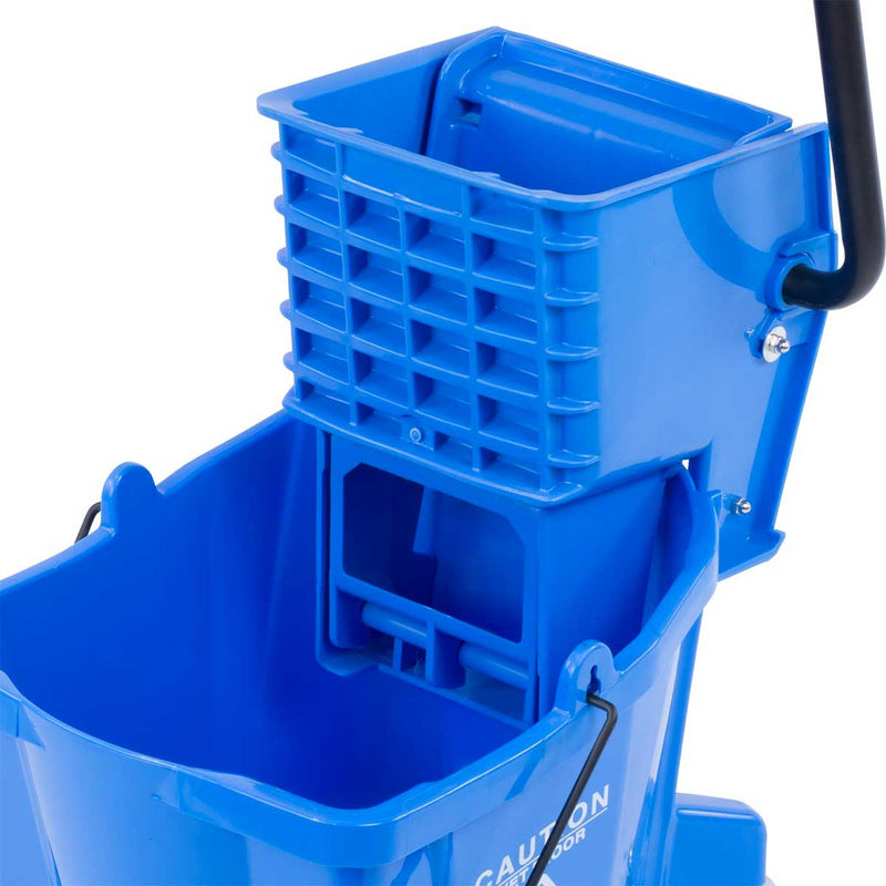Carlisle 3690814 Flo-Pac Mop Bucket w/ Side Press Wringer, Blue, 26 qt.