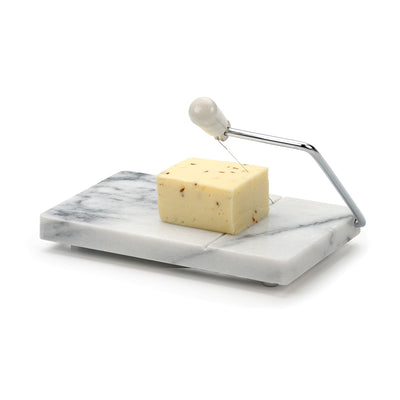 RSVP International WMCS White Marble Cheese Board & Slicer, 8" x 5"