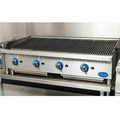 Globe GCB48G-CR Gas Countertop Charbroiler, Radiant, 4 Burners, 48"