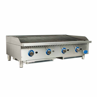 Globe GCB48G-CR Gas Countertop Charbroiler, Radiant, 4 Burners, 48"