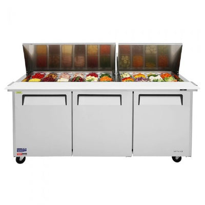Turbo Air MST-72-30-N M3 Series Solid 3 Door Mega-Top Refrigerated Food Prep Table, 72"