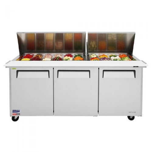 Turbo Air MST-72-30-N M3 Series Solid 3 Door Mega-Top Refrigerated Food Prep Table, 72"