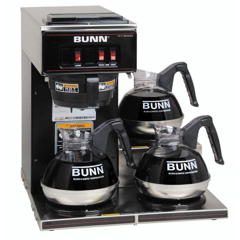 Bunn 13300.0013 VP17-3 & Pourover Coffee Brewer w/ 3 Warmers, Black, 3.8 gallons