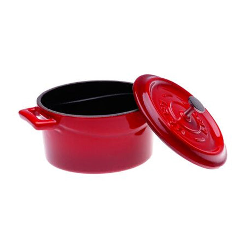 Arcata 080820 Mini Oval Cast Iron Casserole Dish w/ Lid, Red, 14.25 oz.