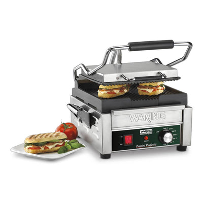Waring WPG150 Compact Italian-Style Panini Grill, w/ Ribbed Plates, 120V
