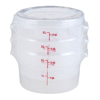 Cambro RFS2PPSW3190 Round Food Storage Container & Covers, Translucent, 2 qt., Pack of 3