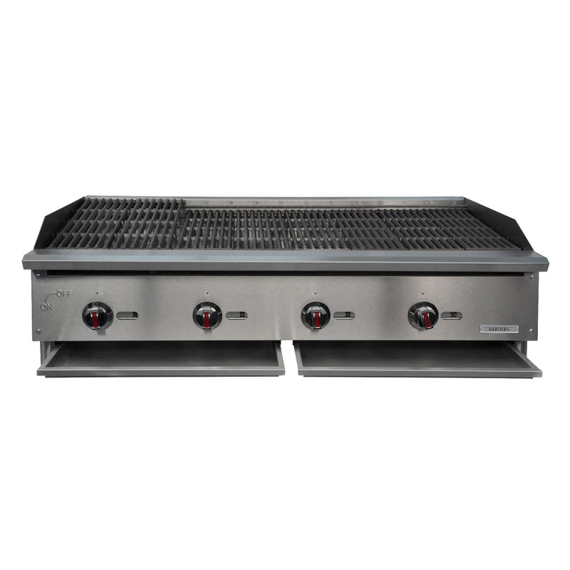 Kintera KCBR48 Gas Economy Countertop Charbroiler, Radiant, 4 Burners, 48"