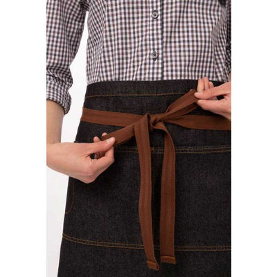 Chef Works AW048BLK Memphis Half Bistro Apron, Black, 28-1/2" x 19"