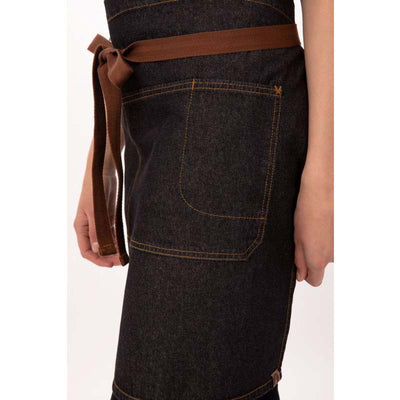 Chef Works AW048BLK Memphis Half Bistro Apron, Black, 28-1/2" x 19"