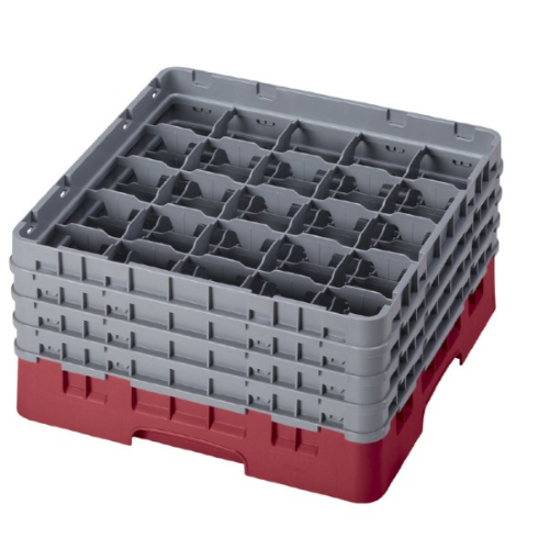 Cambro 25S900416 Camrack Extra Tall Glass Rack, Cranberry, 25 Compartment