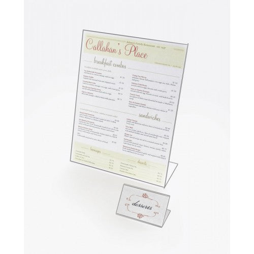 Cal-Mil 513 Plastic Easel Tabletop Cardholder, Clear, 8.5" x 11", Case of 12