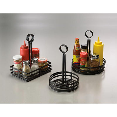 American Metalcraft FWC69 Flat Coil Round Wrought Iron Condiment Holder, Black