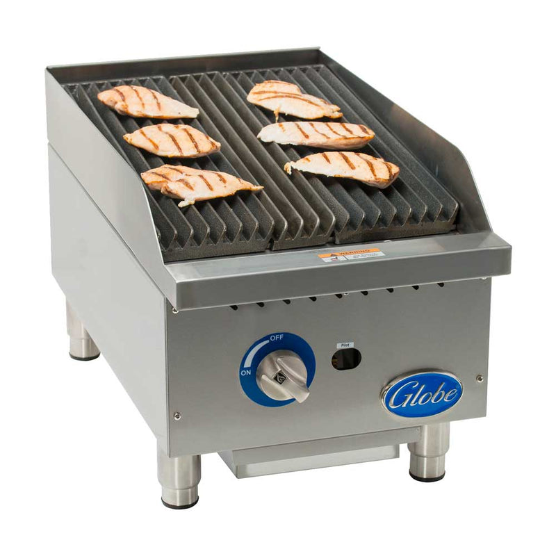 Globe GCB15G-RK Gas Countertop Charbroiler w/ Char Rock Kit, 15"