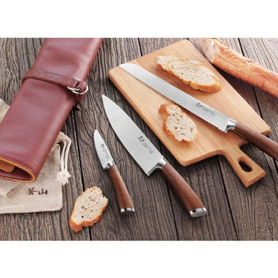 Cangshan 59939 H1 Series Leather Knife Roll Set with 3 Knives
