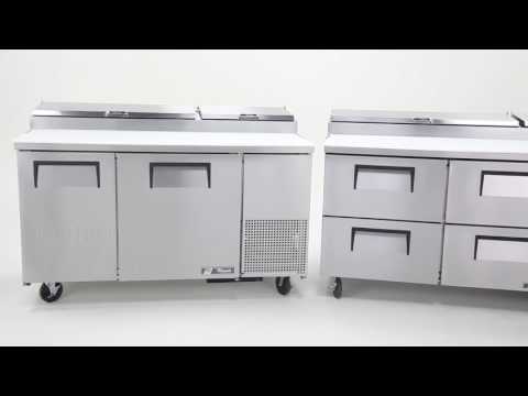 True TPP-AT-60-HC Solid 2 Door Refrigerated Pizza Prep Table, 60"