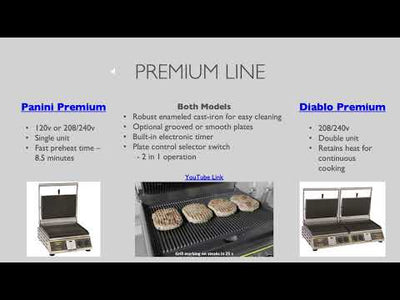 Equipex Panini Premium/1Panini Grill, Grooved Top & Grooved Bottom, 1750 watts