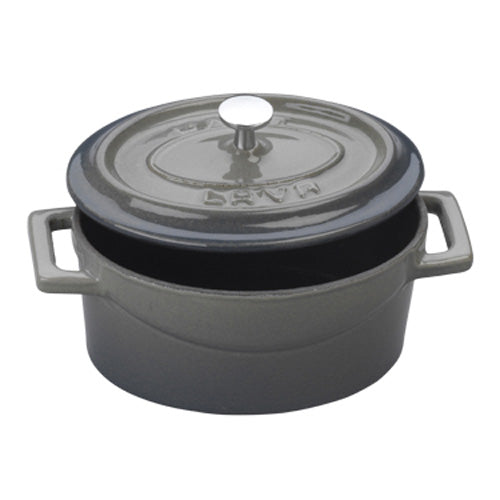 Arcata 081060 Mini Oval Cast Iron Casserole Dish w/ Lid, Gray, 14.25 oz.