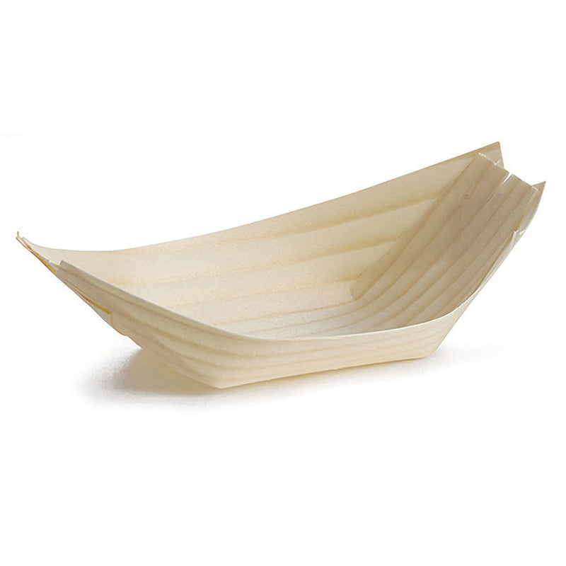 Tablecraft BAMDB5 Large Disposable Wood Boat, 5-1/4" x 3-3/8", Pack of 50