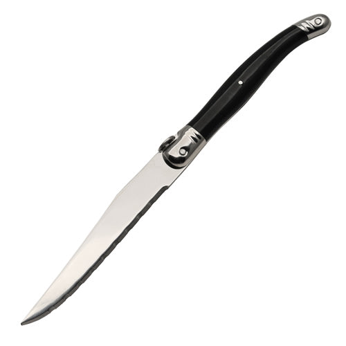 World Tableware 201 2882 Steak Knife, 4" Blade, Black Slim EuroStyle Handle, Pack of 12