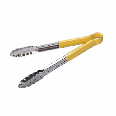 Culinary Essentials 859298 Coated Utility Tongs, Yellow, 12"